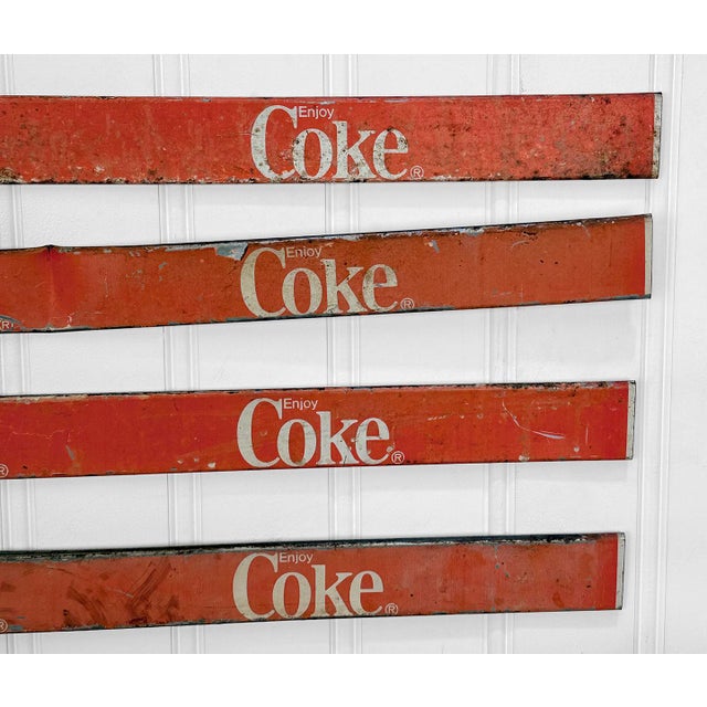 Red Vintage Coca-Cola "Enjoy Coke" Metal Advertising Trim Sign - Set of 4 For Sale - Image 8 of 11