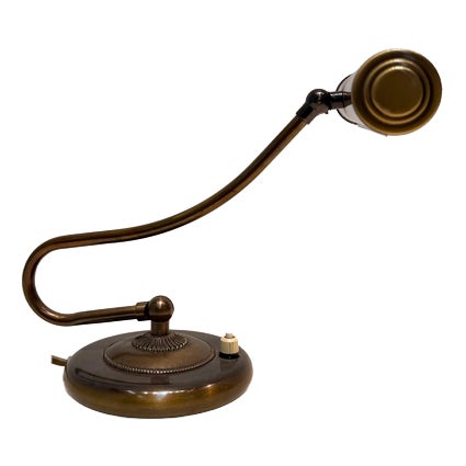 Vintage Adjustable Brass Desk Lamp For Sale