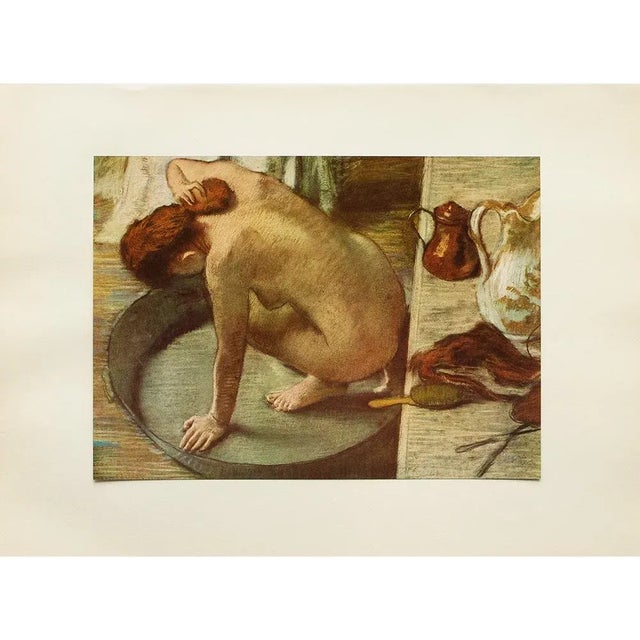 An excellent vintage full-color reproduction print after painting "The Tub" by Edgar Degas. Comes from a First Edition art...