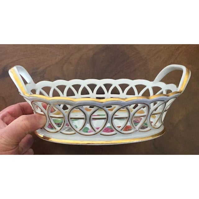 Antique 18th Century German Furstenberg Porcelain Reticulated Fruit Bowl Painted with Flower Garland For Sale - Image 12 of 13