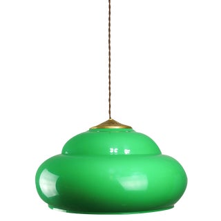 Vintage Italian Green Pool Table Lamp in Brass and Plastic For Sale