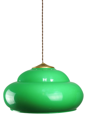 Vintage Italian Green Pool Table Lamp in Brass and Plastic
