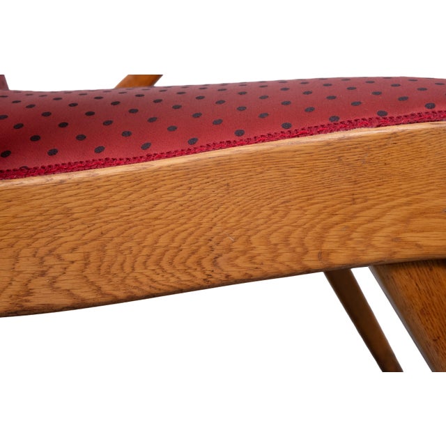 Organic Shape Rock & Roll Lounge Chair with New Red Polka Dot Upholstery, 1950s For Sale - Image 13 of 14