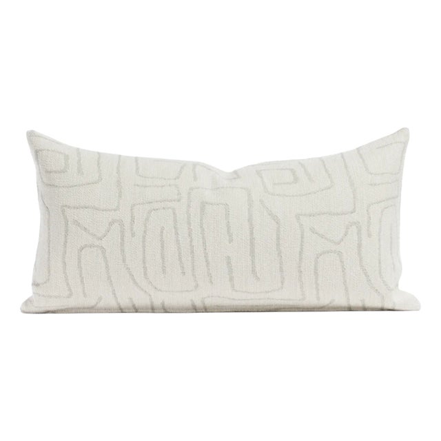 Abstract Pillow Cover in Alabaster, 12x20 Pillow For Sale