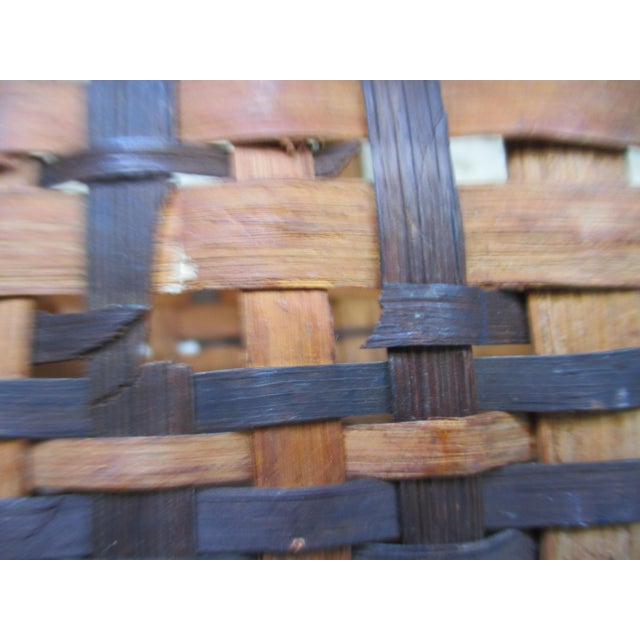 Wood Antique Native American Cherokee Miniature Rivercane Gathering Basket For Sale - Image 7 of 11