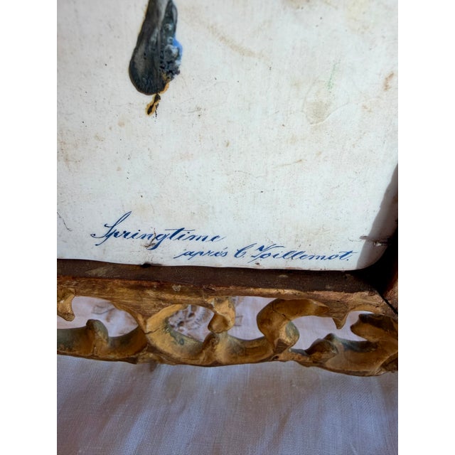 Wood 19th Century German Porcelain Plaque "Springtime" Framed For Sale - Image 7 of 13