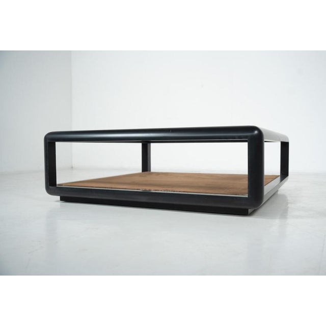 Mid-Century Modern Coffee Table attributed to Carlo Scarpa, Wood and Glass, Italy Wear consistent with age and use.