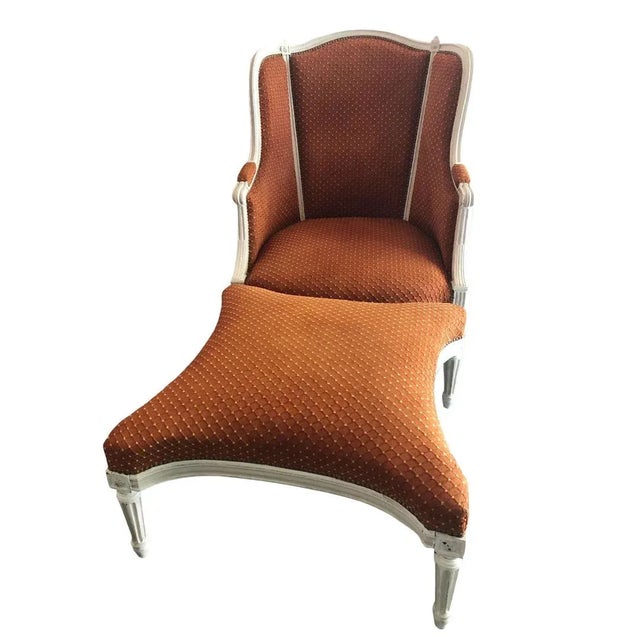Louis XVI Style Bergere Chair and Ottoman - a Set For Sale - Image 9 of 9