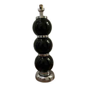 Vintage Kovacs Black Ceramic & Chrome Stacked Table Lamp