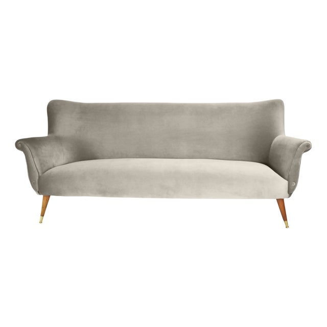 German Three-Seater Sofa in Velvet, 1960s For Sale