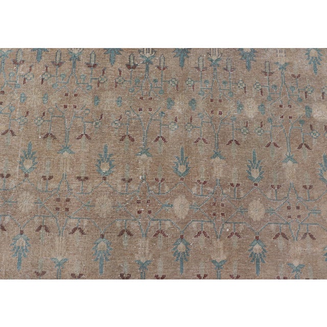 Textile Vintage Turkish Oushak With All-Over Design in Muted Tones & Neutral Colors For Sale - Image 7 of 12
