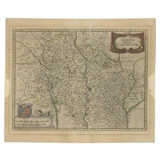 Antique map titled 'Quercy Cadurcium'. Old map of the region of Quercy, France. Quercy is a former province of France, the...