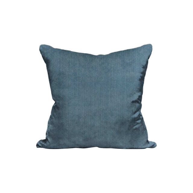 Contemporary The House of Scalamandré Strie Velvet Pillow, Peacock For Sale - Image 3 of 3