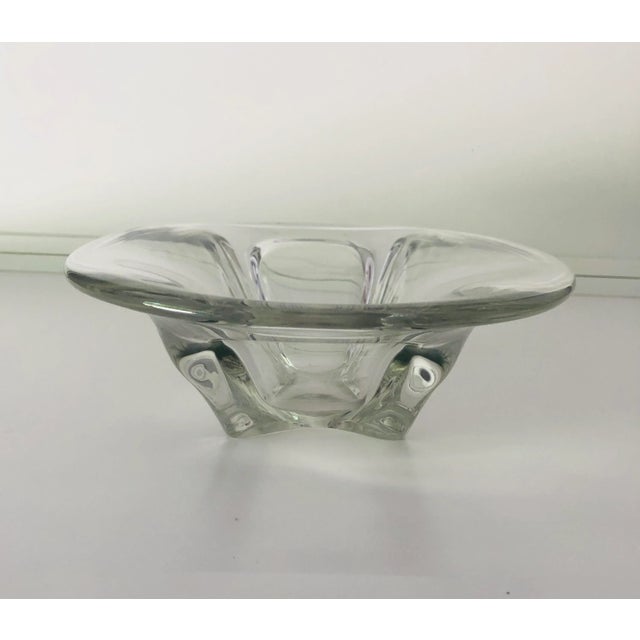 Midcentury Heavy Clear Art Glass Centerpiece For Sale - Image 4 of 7
