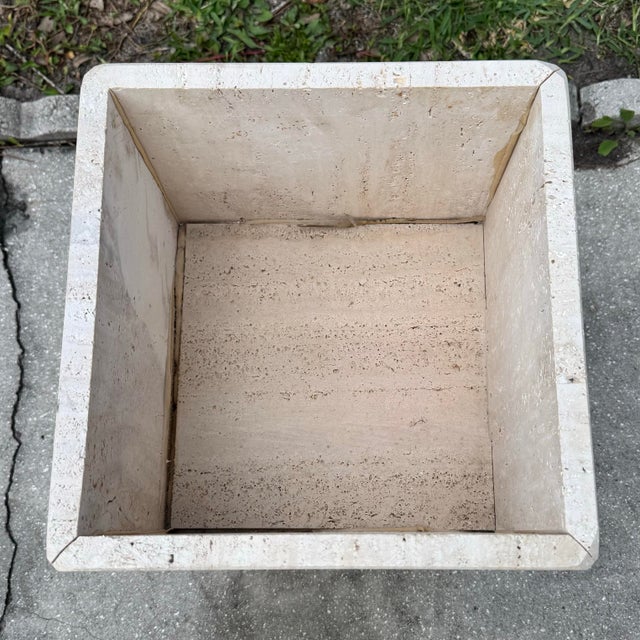 Beige Vintage Italian Travertine Side Table For Sale - Image 8 of 9