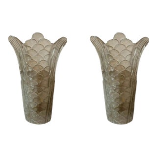 Large Pair of Art Deco Style Murano Glass Sconces For Sale