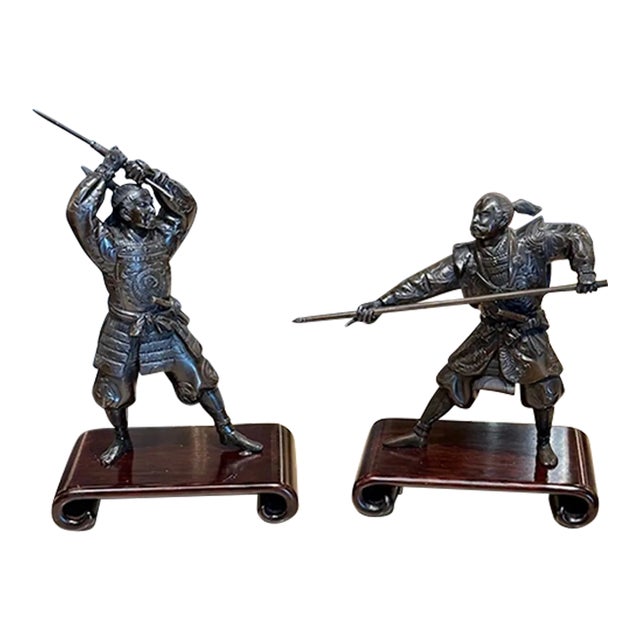 Japanese Bronze Fighting Samurai Warriors For Sale