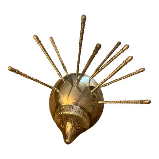 1960s Mid-Century Modern Sterling Silver 10 Appetizer Sticks in Hedgehog For Sale