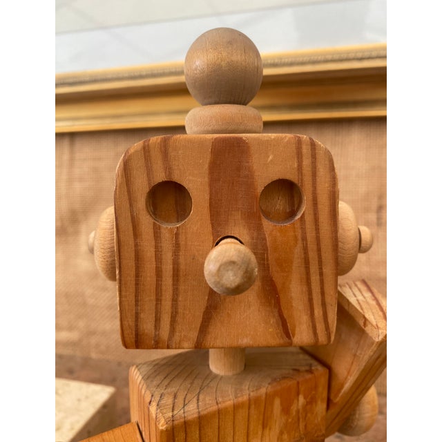 Folk Art Carved Wood Robot, Geometric Figure, Signed 1989 For Sale - Image 10 of 14