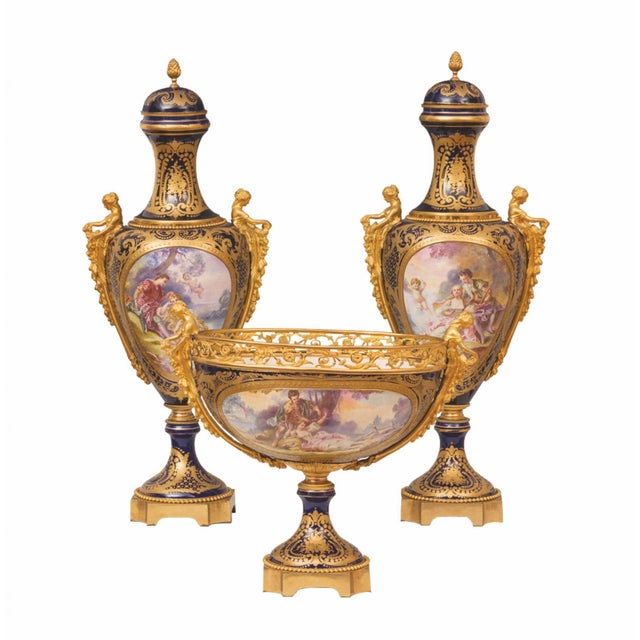 Sevres Porcelain Vessels, 19th Century, Set of 3 For Sale - Image 9 of 9