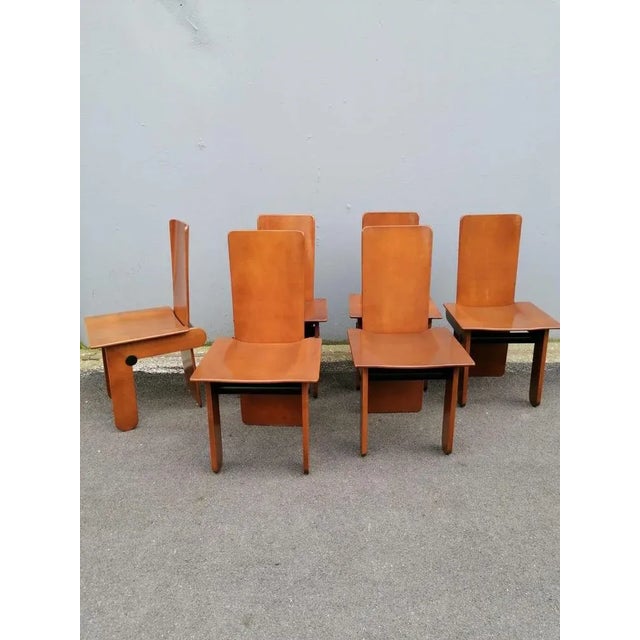 Wooden Chairs attributed to Carlo Scarpa for Gavina, Italy, 1970s, Set of 6 For Sale - Image 6 of 9