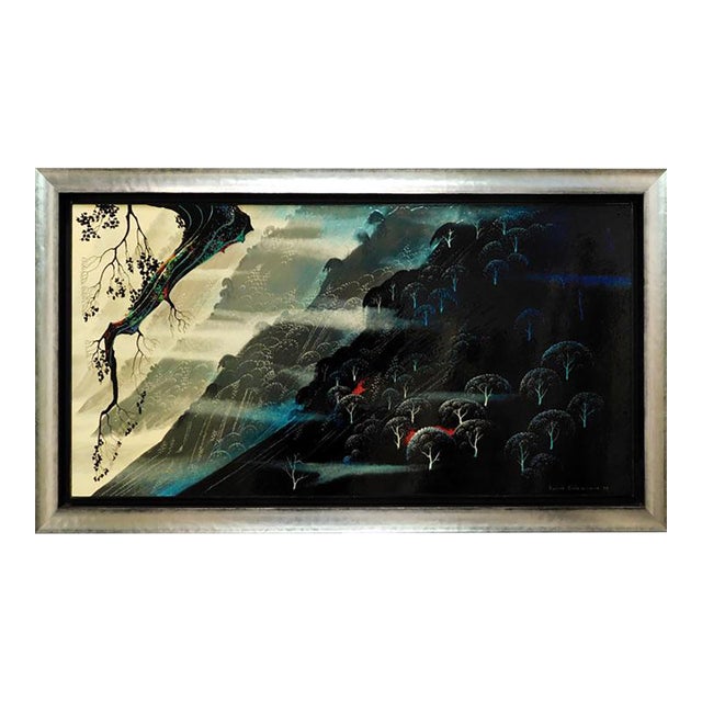 Eyvind Earle "Coastal Fog" Hand Signed Original Oil on Panel Custom Framed For Sale