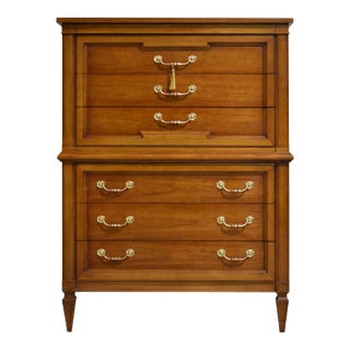 Mid Century Transitional 6-Drawer Chest With Brass Hardware by Thomasville For Sale