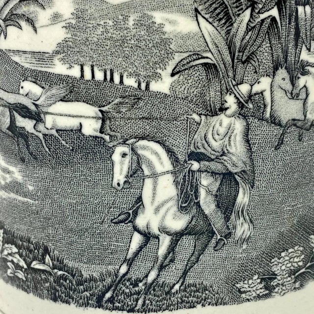 19th Century Egersunds Fayance Fabric Norwegian Ceramic Horse Round Up Mug For Sale In Charleston - Image 6 of 7