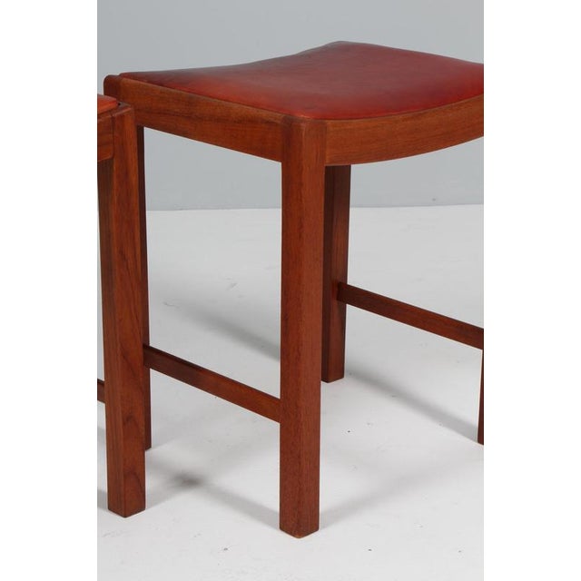 Danish Cabinetmaker Stools in Mahogany and Patinated Niger Leather, 1940, Set of 2 For Sale - Image 6 of 9
