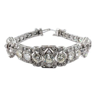 Antique Edwardian Art Deco Platinum Diamond Bracelet For Sale