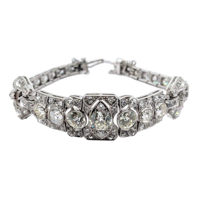 Antique Edwardian Art Deco Platinum Diamond Bracelet For Sale