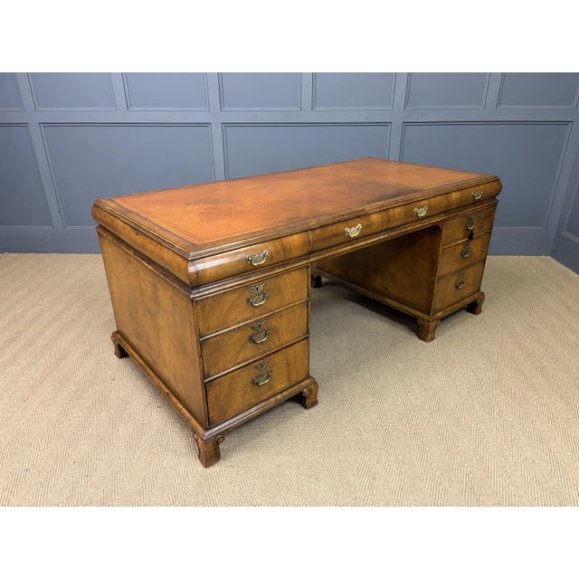 Burr Walnut Partners Pedestal Desk from Maple & Co., 1920s For Sale - Image 13 of 18