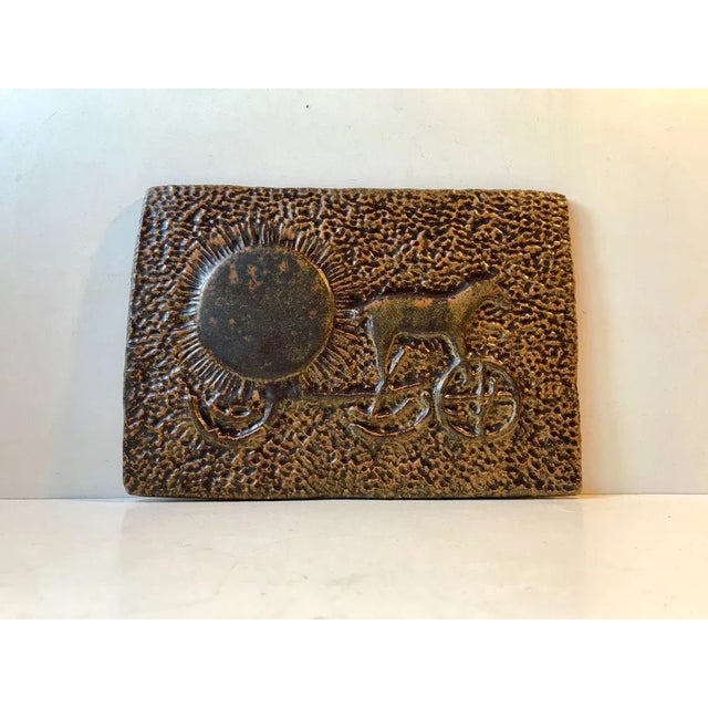 Ceramic Sun Chariot Wall Plaque by Ejvind Nielsen, 1970 For Sale - Image 11 of 11