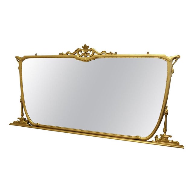 Glass Large Art Nouveau Gilt Over Mantle Mirror, 1910 For Sale - Image 7 of 7
