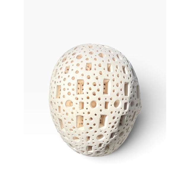 Off-white Alexander Ney Perforated Terracotta Head Sculpture, C. 1980s For Sale - Image 8 of 13