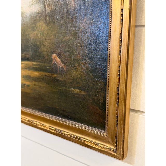 Textile Antique French Landscape Study With a Deer For Sale - Image 7 of 9