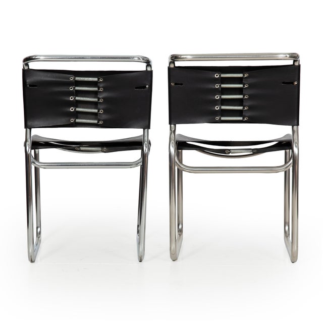 Chrome Pair of Mid Century Modern “Ch66" Dining Chairs by Nicos Zographos For Sale - Image 8 of 18