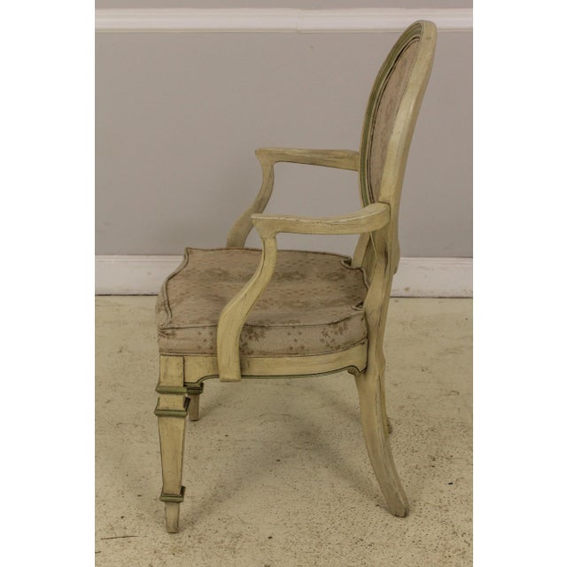 French French Louis XVI Style Paint Decorated Dining Room Chairs For Sale - Image 3 of 13