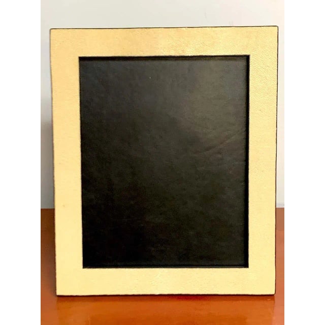 French Modern Shagreen & Calfskin leather frame, Blanc Beautiful and subtle white shagreen with luxe leather backing Holds...