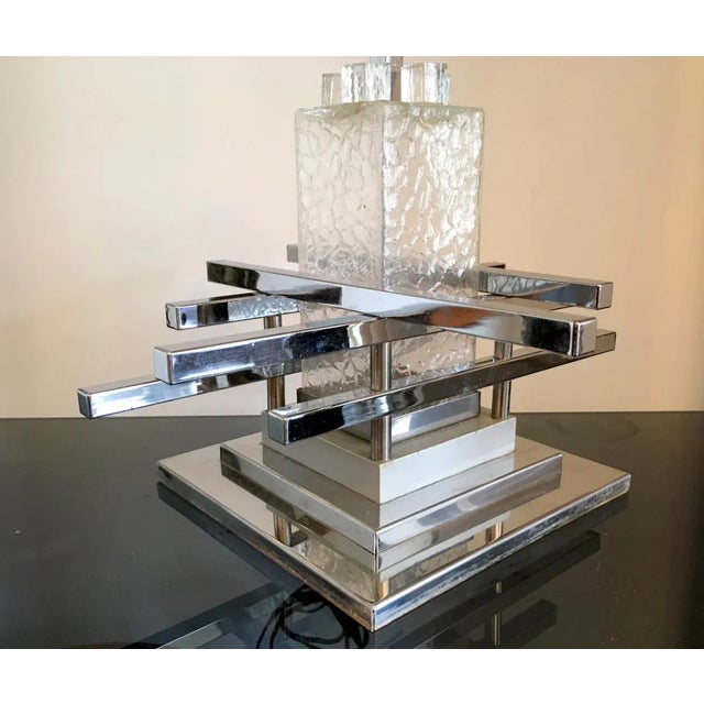 Italian Chrome and Glass Table Lamp, 1970s For Sale - Image 6 of 8