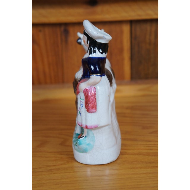 Staffordshire Antique 19th Century Staffordshire Porcelain Cow Milk Maid Spill Vase Creamer For Sale - Image 4 of 12