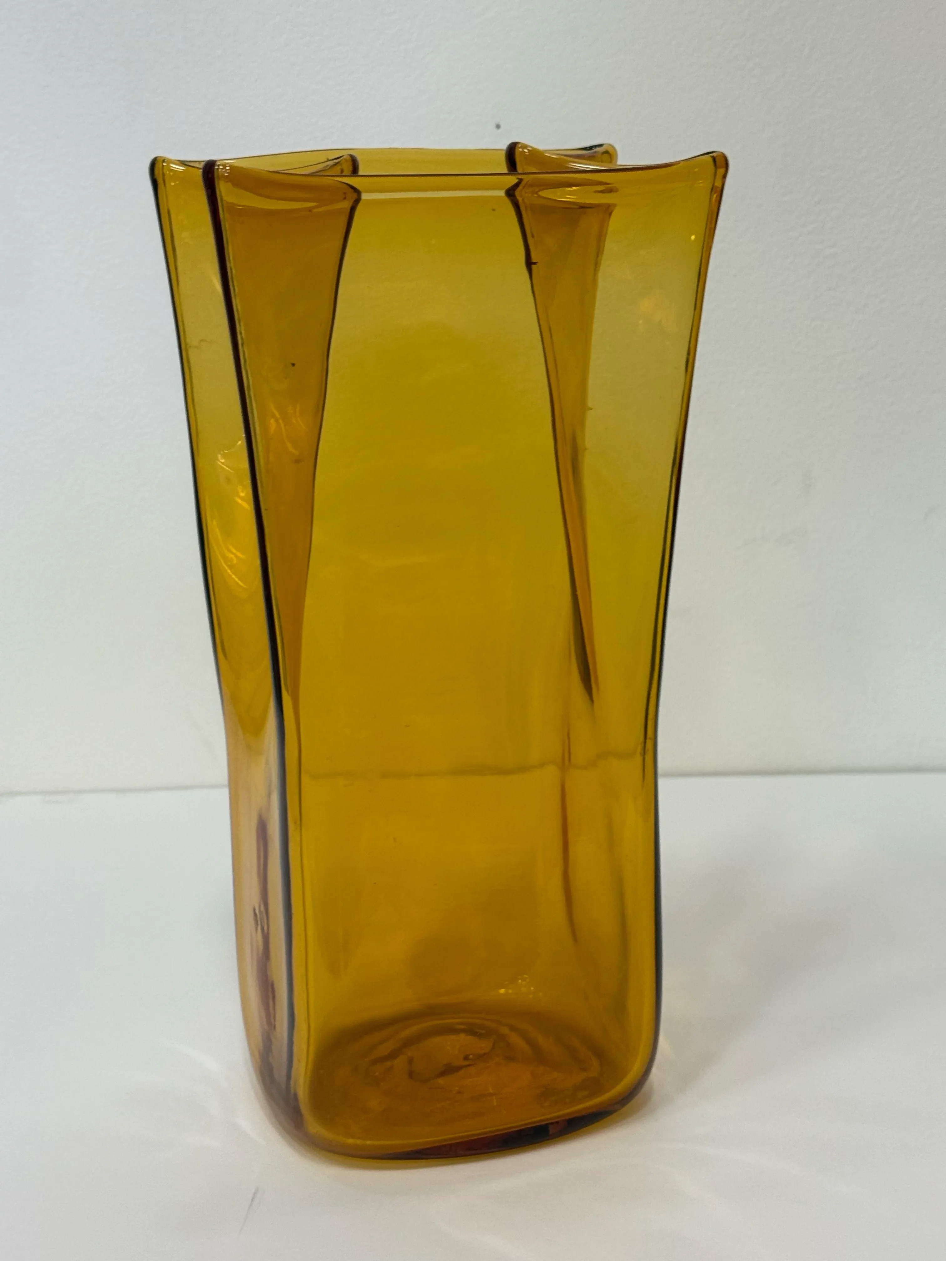 【希少】Vintage Blenko Art Glass アメリカビンテージ Vintage Blenko Paper Bag Blown Art Glass Vase American Mid-Century