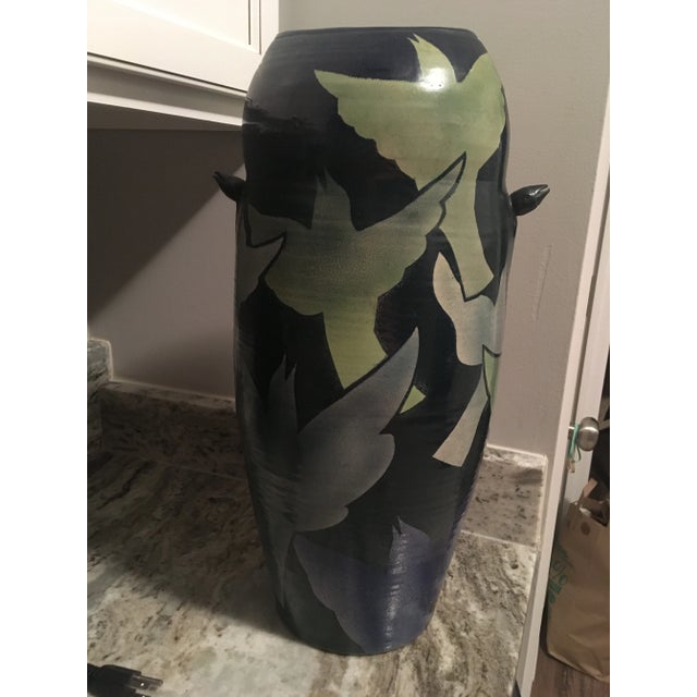 1970s Bird Motif Signed Pottery Vase For Sale In Charleston - Image 6 of 10
