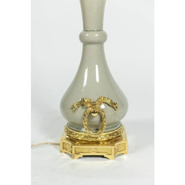Bronze and Celadon Porcelain Lamp, 1880s For Sale - Image 3 of 8