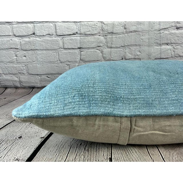 16 x 24 Hemp Pillow Turkish Cushion Natural Blue Pillow Cushion Cover For Sale - Image 4 of 4