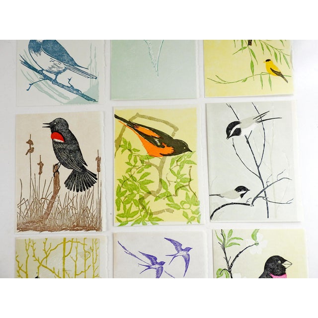 Original Bird Block Print Cards Set of 9 Chairish