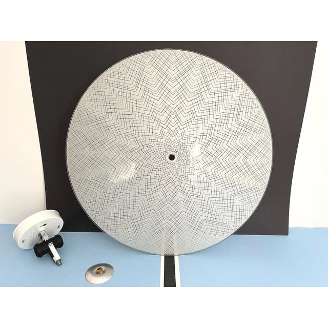1970s Mid-Century Modern Chevrons Frosted Glass Ceiling Light For Sale - Image 18 of 18