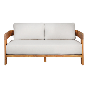 Paradiso Outdoor Solid Teak Wood Love Seat - Gray Fabric