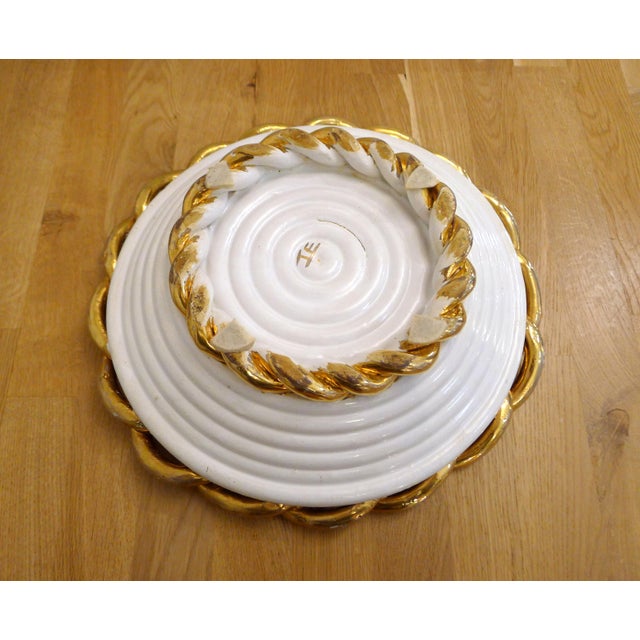 Ceramic Large Bowl with Wide Braided Rim in Ceramic by Emile Tessier, 1950 For Sale - Image 7 of 12
