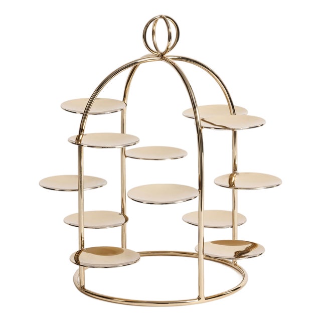 Kenneth Ludwig Chicago The Grand High Tea Tower-12 cups, Polished Gold For Sale